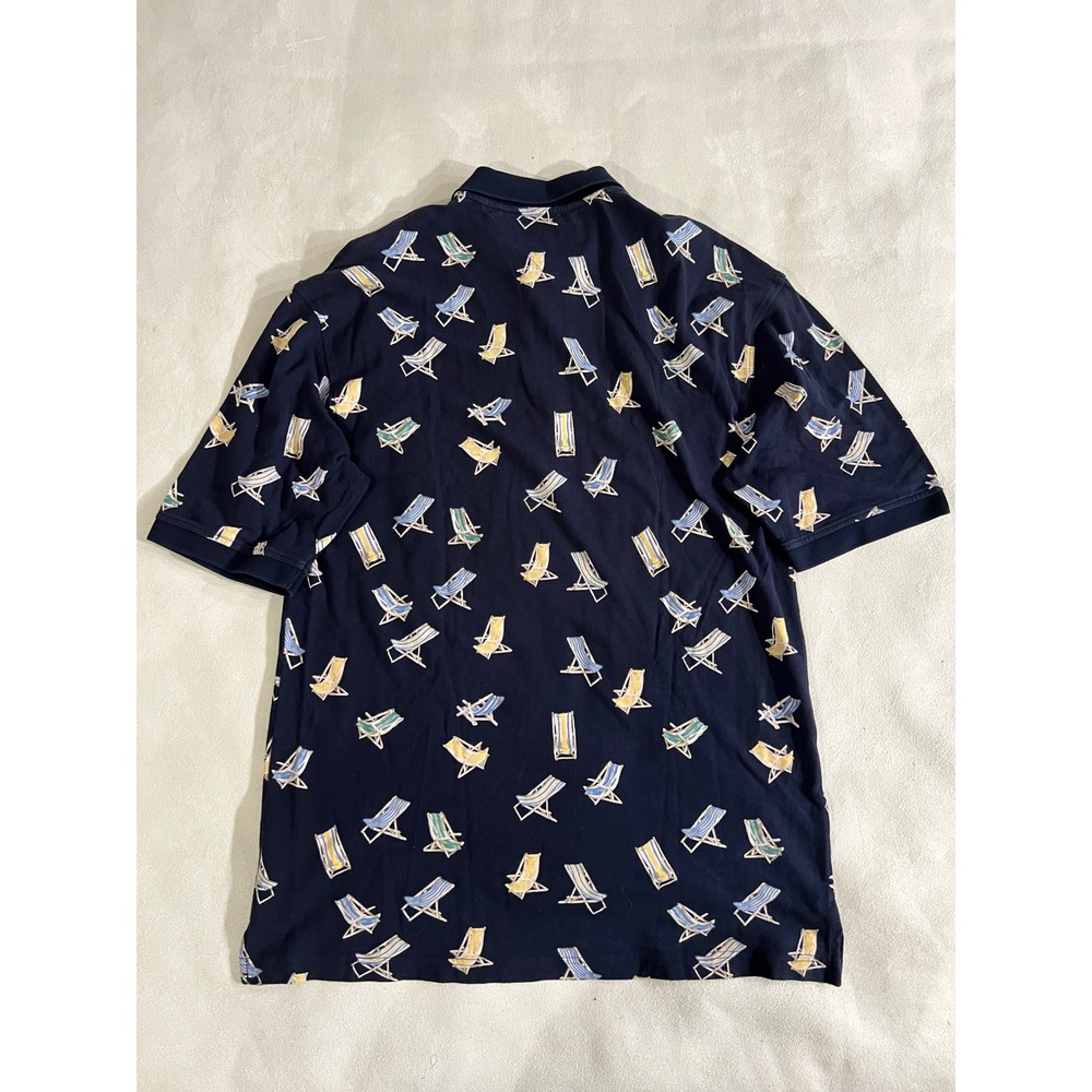 Vintage Tommy Hilfiger Golf Men Polo Shirt Navy Beach Chairs Print Short Sleeve - Picture 12 of 16
